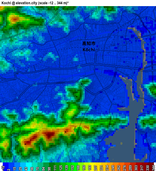 Kochi elevation map