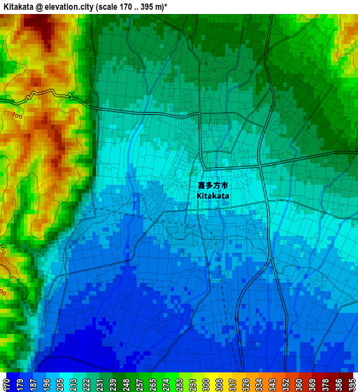 Kitakata elevation map