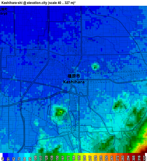 Kashihara-shi elevation map