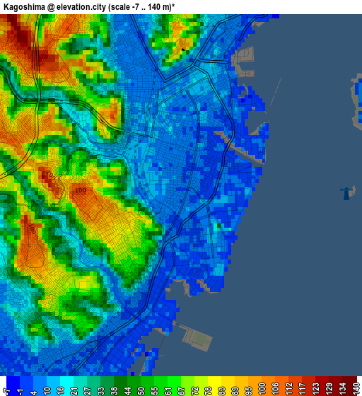 Kagoshima elevation map