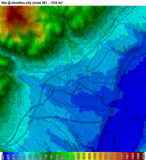 Iida elevation map