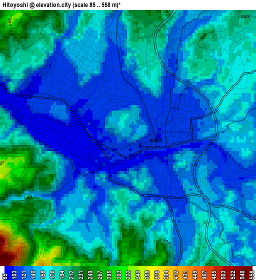 Hitoyoshi elevation map