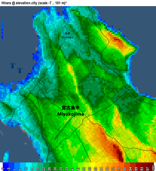 Hirara elevation map