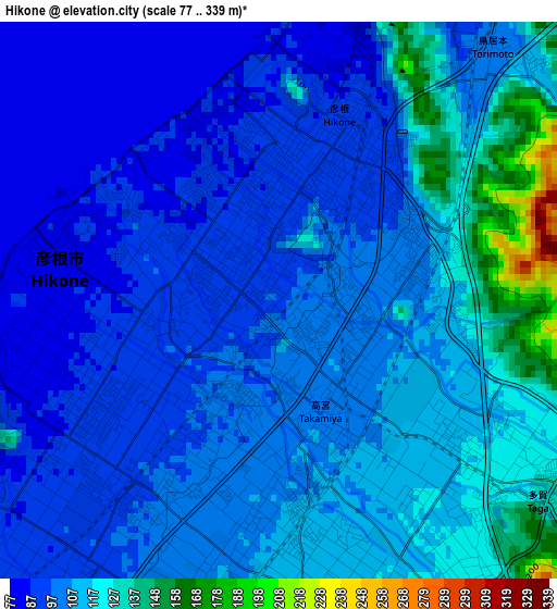 Hikone elevation map