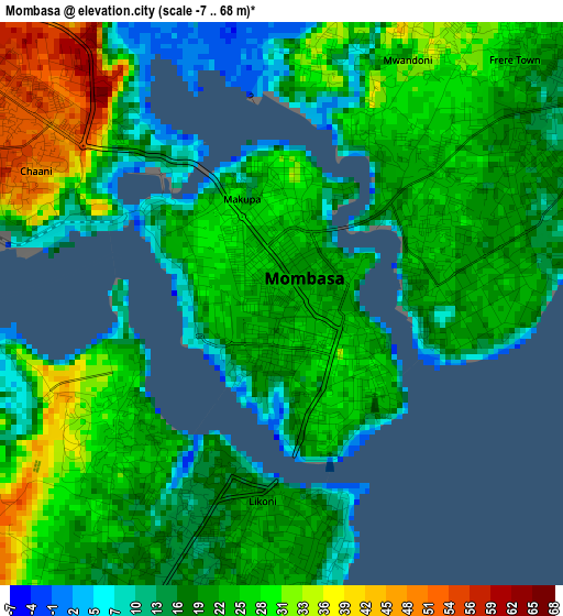 Mombasa elevation map