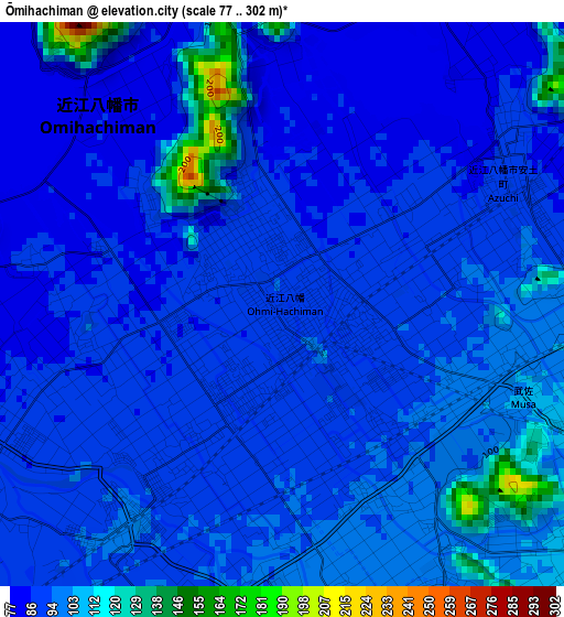 Ōmihachiman elevation map