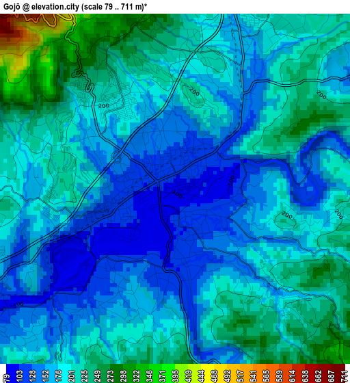 Gojō elevation map