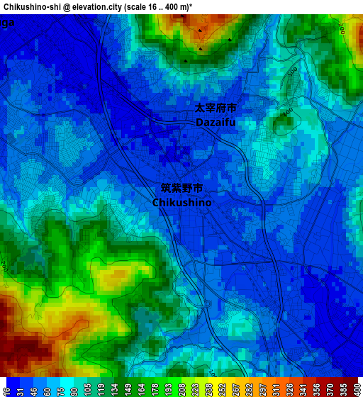 Chikushino-shi elevation map