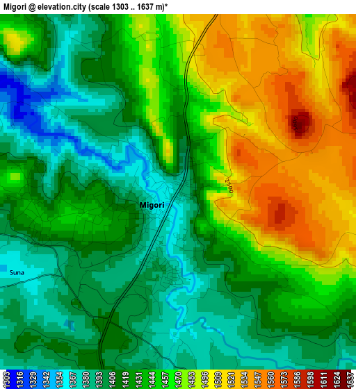 Migori elevation map