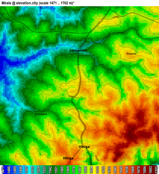 Mbale elevation map