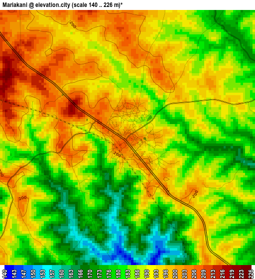 Mariakani elevation map