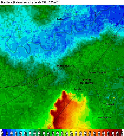 Mandera elevation map