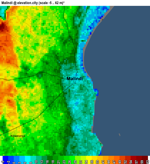 Malindi elevation map