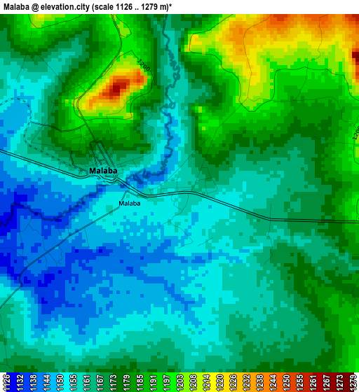 Malaba elevation map
