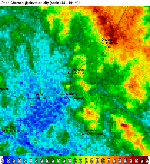 Phon Charoen elevation map