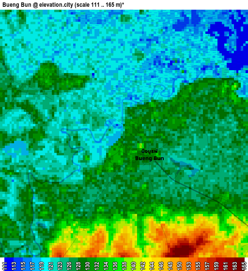 Bueng Bun elevation map