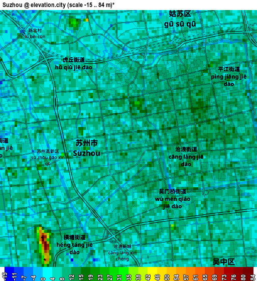 Suzhou elevation map