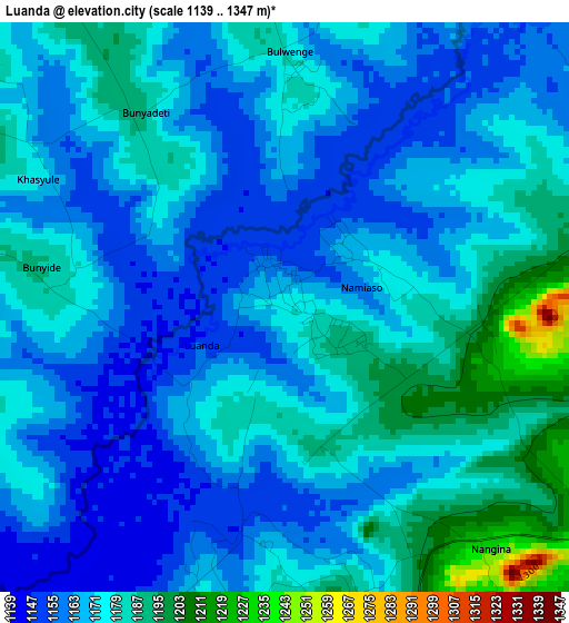 Luanda elevation map
