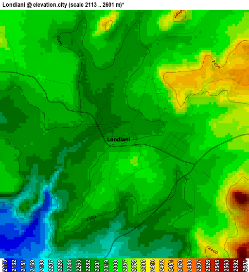 Londiani elevation map
