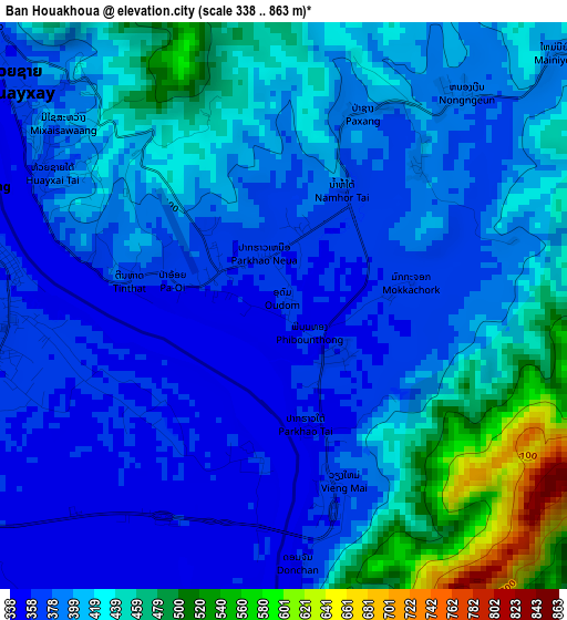 Ban Houakhoua elevation map