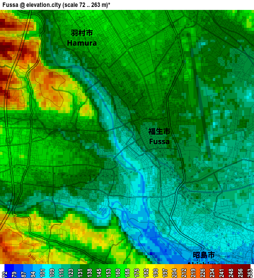 Fussa elevation map