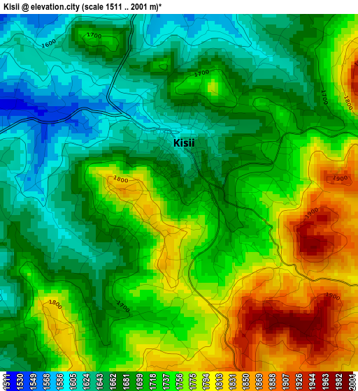 Kisii elevation map