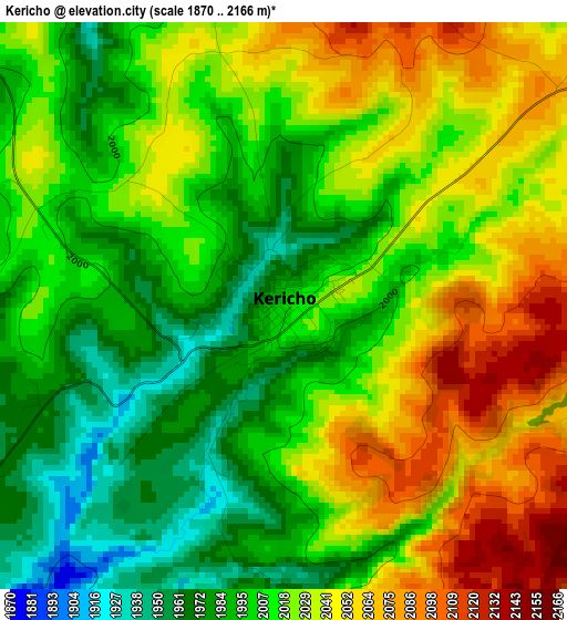 Kericho elevation map