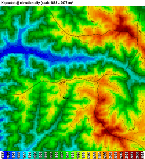 Kapsabet elevation map