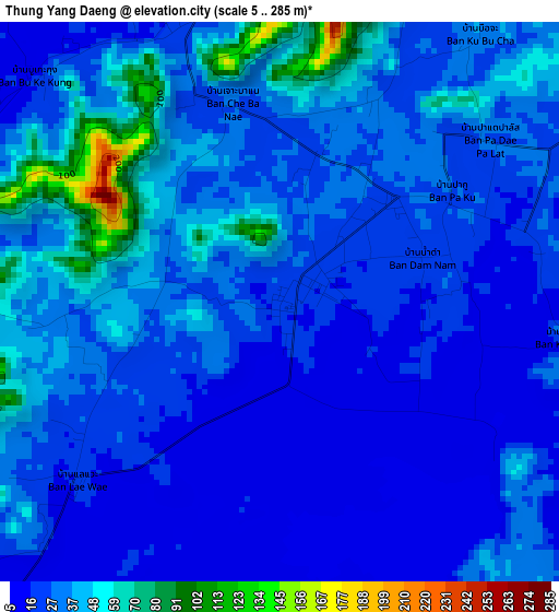 Thung Yang Daeng elevation map