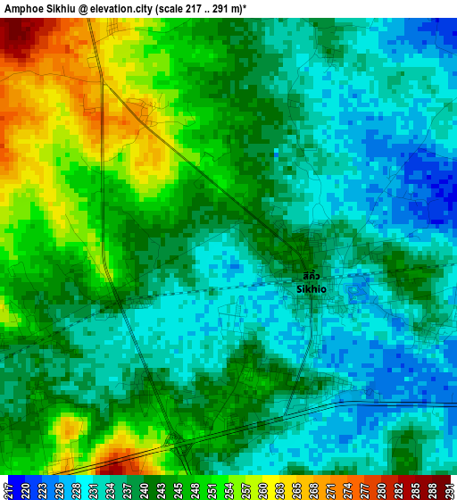 Amphoe Sikhiu elevation map