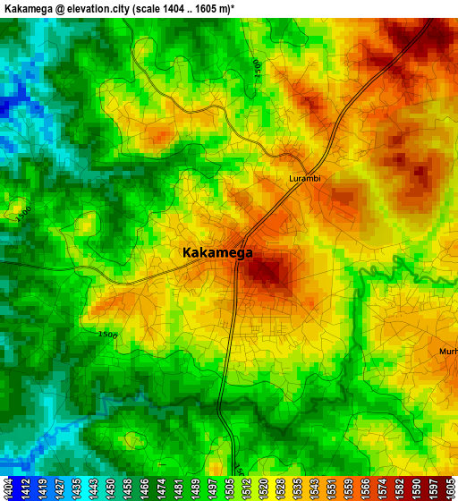 Kakamega elevation map