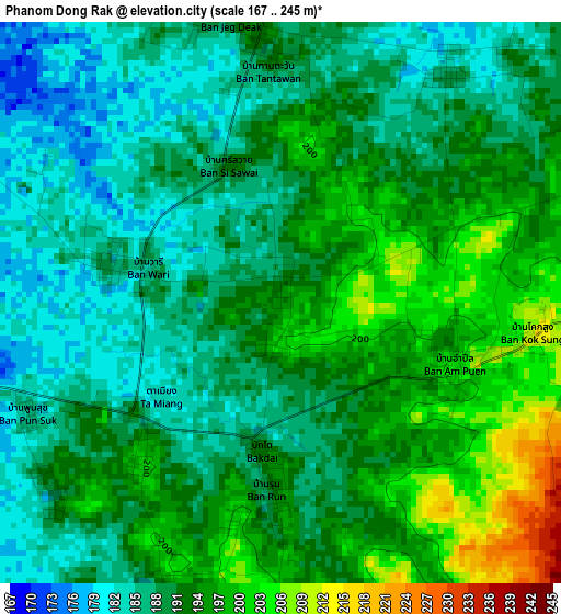 Phanom Dong Rak elevation map