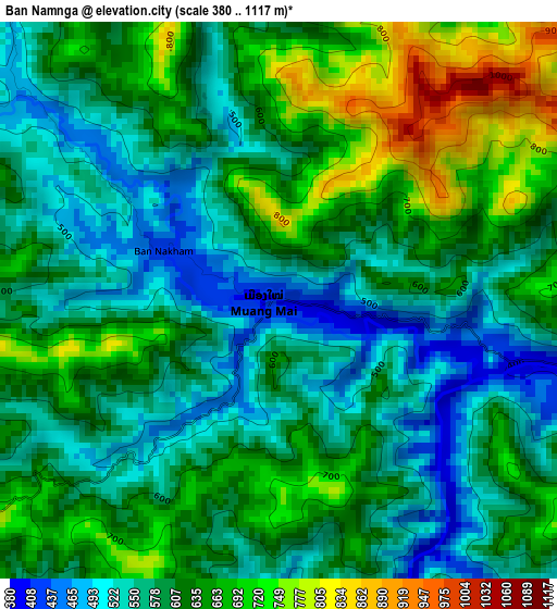Ban Namnga elevation map