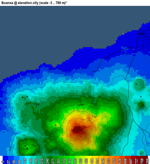 Buansa elevation map