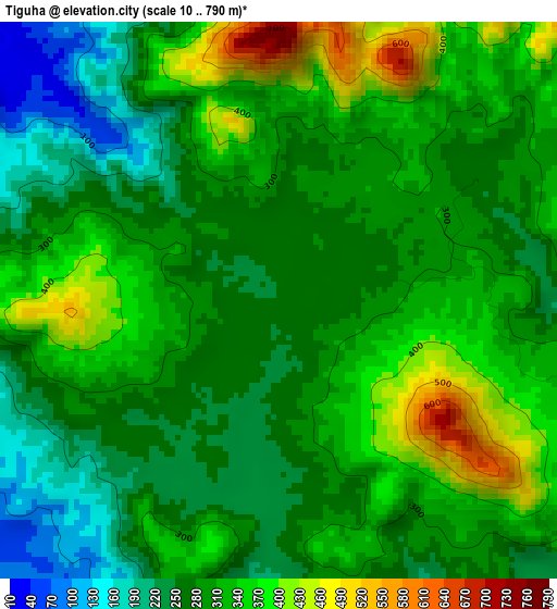 Tiguha elevation map