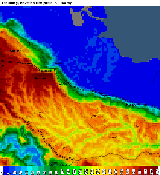 Taguitic elevation map