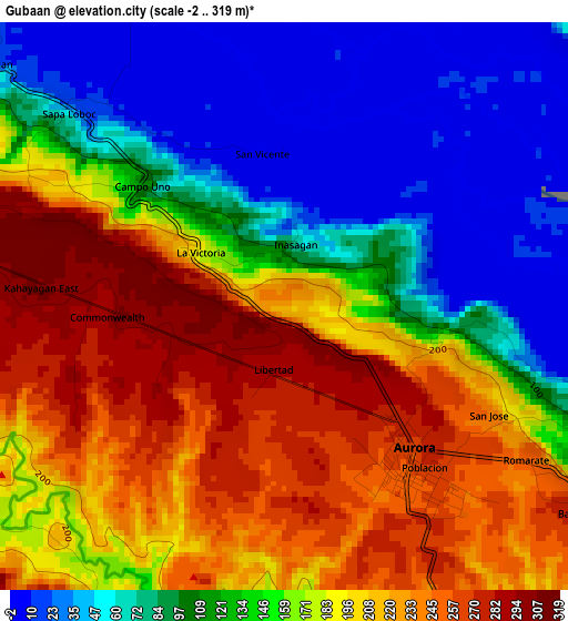 Gubaan elevation map