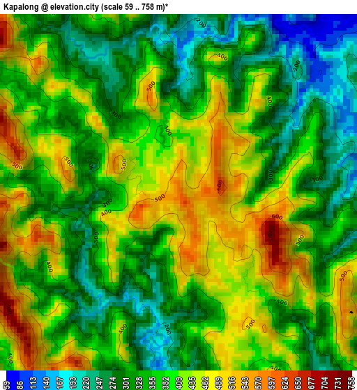 Kapalong elevation map