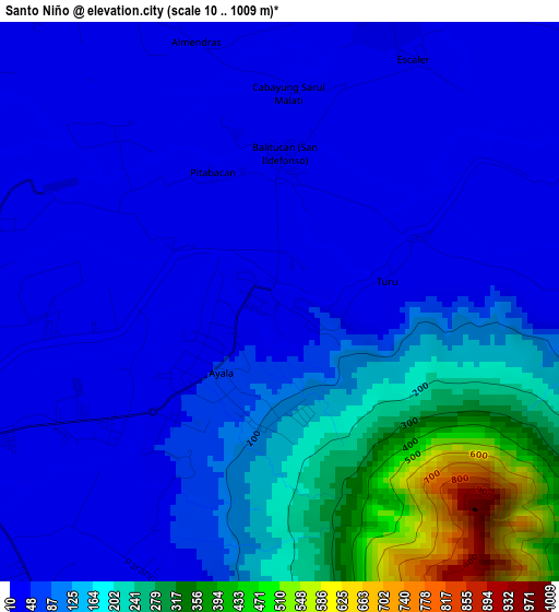 Santo Niño elevation map