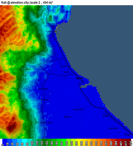 Kali elevation map