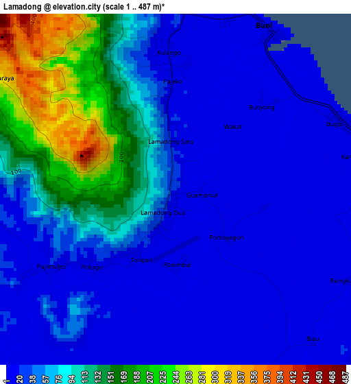 Lamadong elevation map
