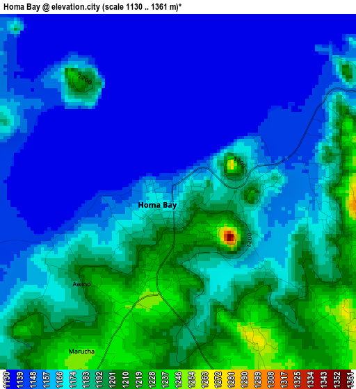 Homa Bay elevation map