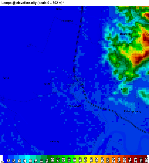 Lampa elevation map
