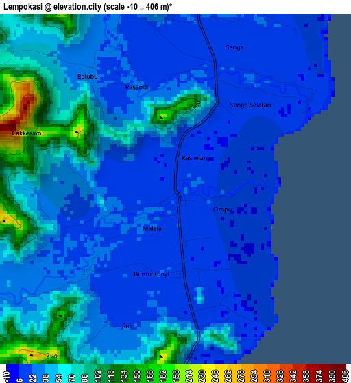 Lempokasi elevation map