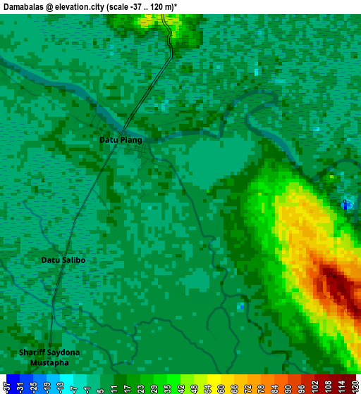 Damabalas elevation map