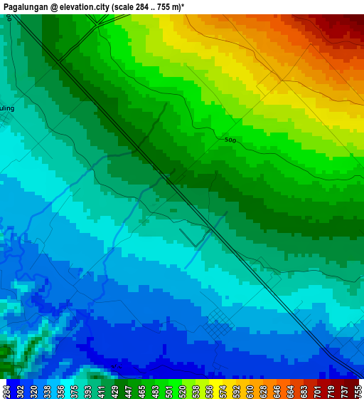 Pagalungan elevation map