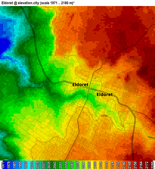 Eldoret elevation map
