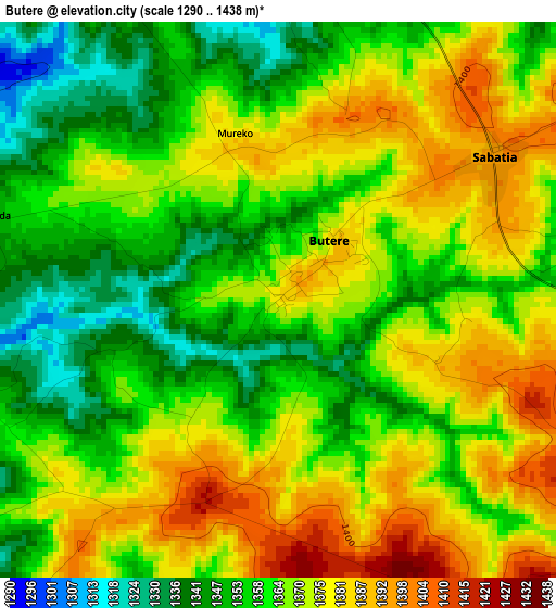 Butere elevation map