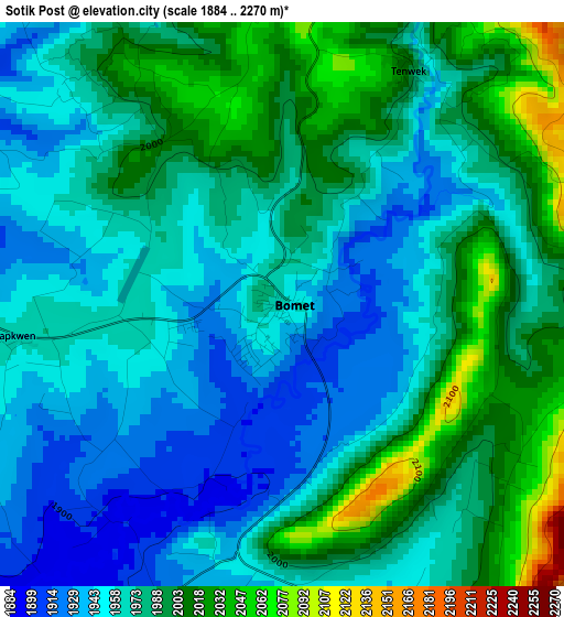 Sotik Post elevation map