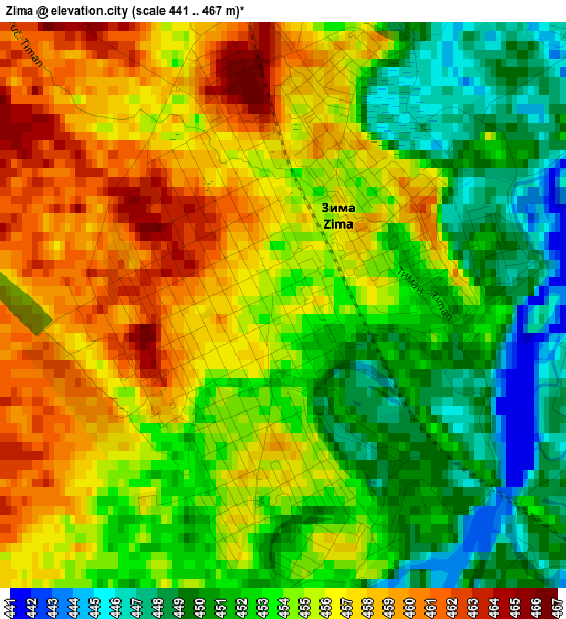 Zima elevation map